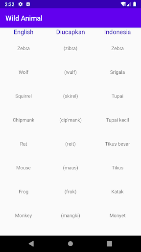 Vocabulary Animal Screen 2