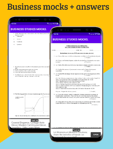 Android application Business studies: mocks screenshort
