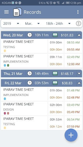 iParaV Time Management Team Screen 2