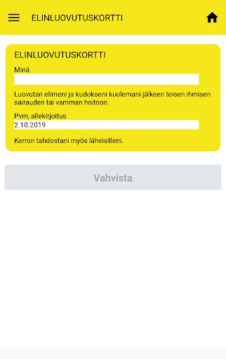 Elinluovutuskortti Screen 2