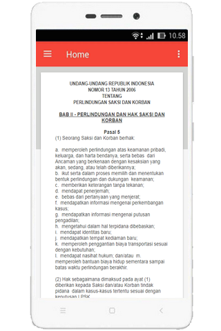UU Perlindungan Saksi  Korban No 13 Tahun 2006