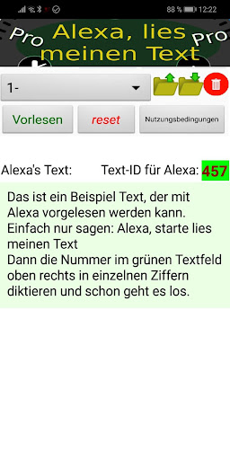 Android application Lies meinen Text, Alexa Pro screenshort