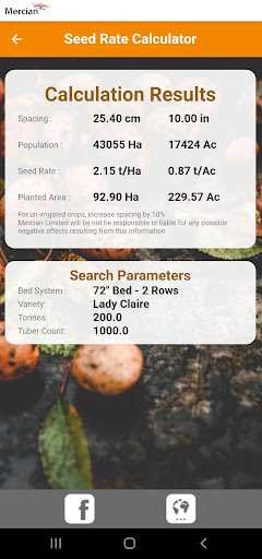 Mercian Seed Calculator Screen 2