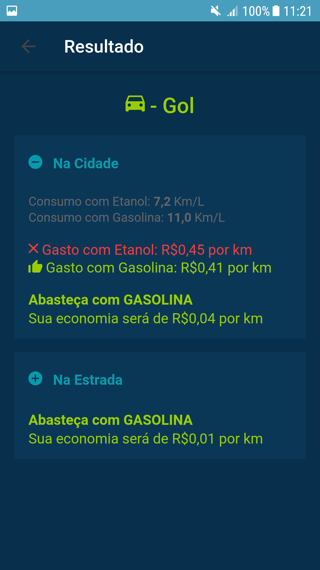 Android application Gasoleta - Gasolina ou Etanol? screenshort