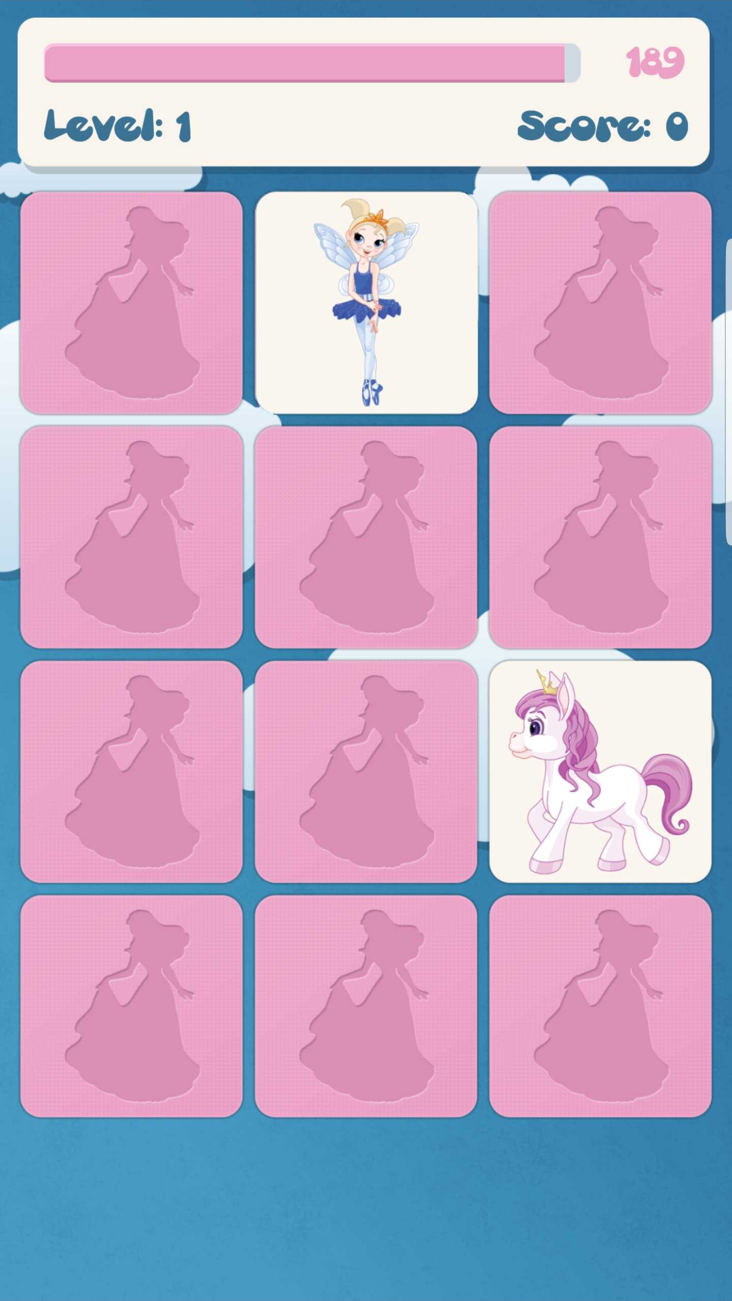 Android application Princess memory game for kids screenshort