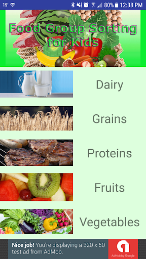 Android application Food Group Sorting for Kids screenshort