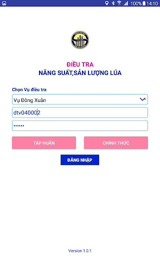 Android application Điều tra NSSL Lúa screenshort