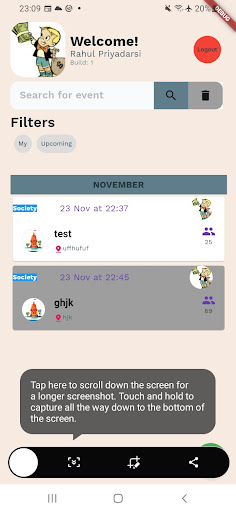 BSKEvents Screen 2