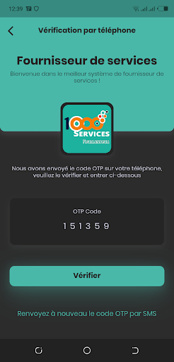 Android application 1000Services Fournisseur screenshort