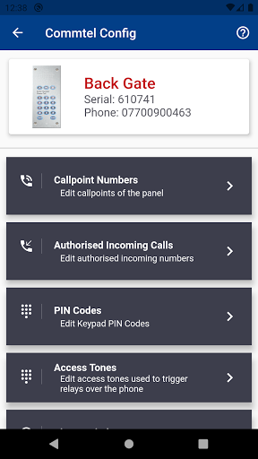 Commtel Config Screen 2