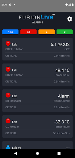 FusionLive Alarms Screen 2
