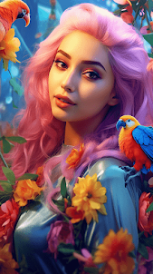 Beauty Girl & Birds Wallpapers