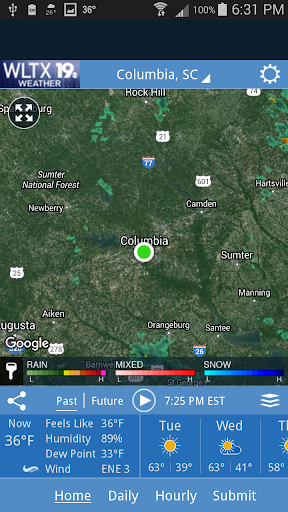 Screenshot of WLTX Weather