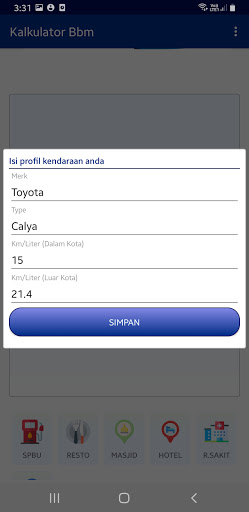 Android application Kalkulator BBM screenshort