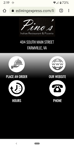 Android application Pino's Italian Restaurant screenshort