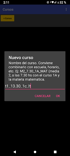 Android application CURSOS ESCOLARES screenshort
