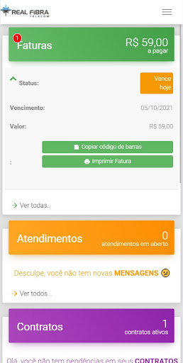 Real Fibra Telecom - Cliente Screen 2
