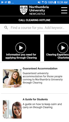 Android application NU Clearing - Northumbria Univ screenshort