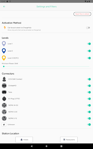 Screenshot of Chargehub EV & Tesla Charging