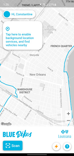 Android application Blue Bikes Nola screenshort