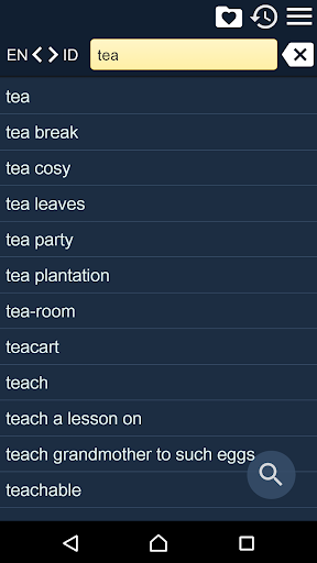 Android application English Indonesian Dictionary+ screenshort