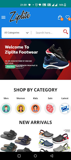 Android application Ziplite Footwear screenshort