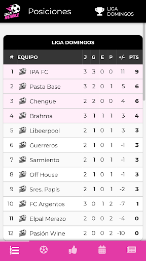 Android application Liga Nuñez FEM screenshort