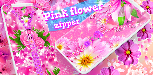 Pink flower zipper lock screen