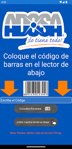 Android application Adosa Verificador de Precios screenshort