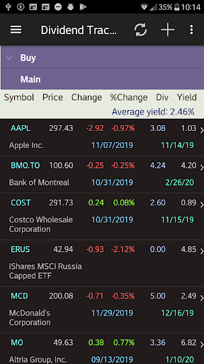 Android application Dividend Tracker screenshort