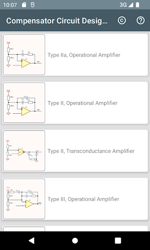 Android application Compensator Design Tool screenshort