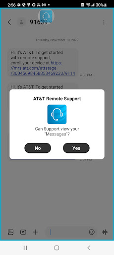 Screenshot of AT&T Remote Support