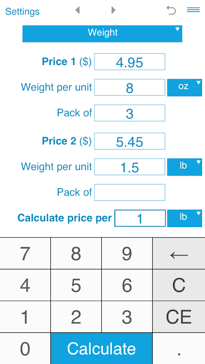 Unit Price Calculator - 1.2.7 - (Android)