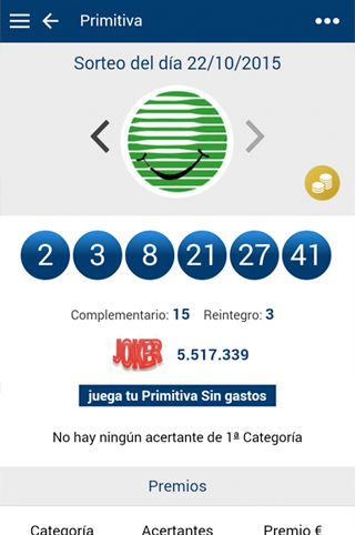 Android application Loterias internet desde 1996 screenshort