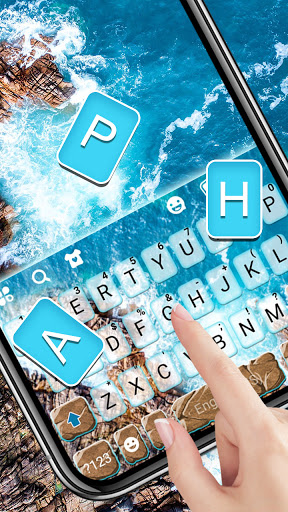 Ocean Rocks Keyboard Backgroun Screen 3