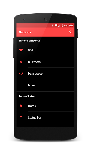 Android application Dark Holo Red CM12 Theme screenshort