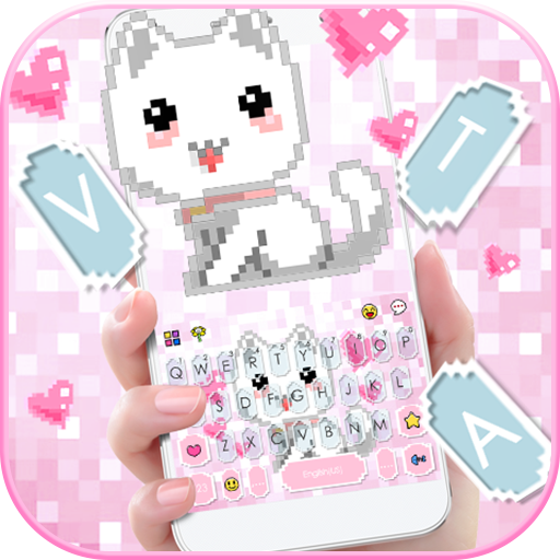 Pink Pixel Cat Keyboard Theme logo
