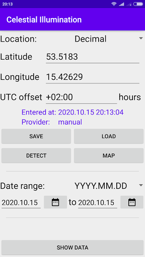 Android application Celestial Illumination screenshort