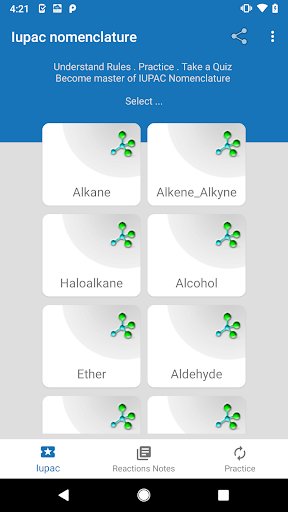 Android application IUPAC Nomenclature Chemistry screenshort