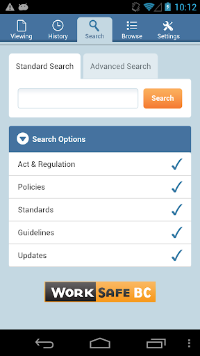 Android application BC OHS Regulation screenshort