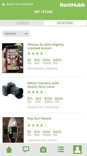 Android application Renthubb screenshort