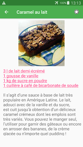 Dessert pas cher avec calories recettes français.
