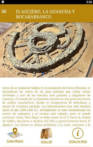Android application TARA Gran Canaria arqueológica screenshort