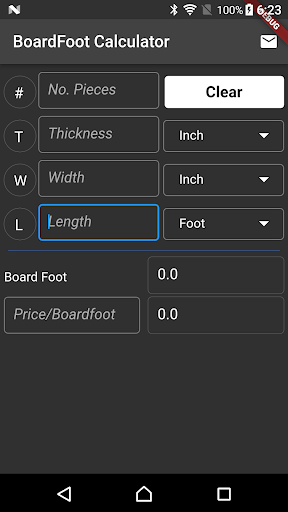 Android application BoardFoot Pro screenshort