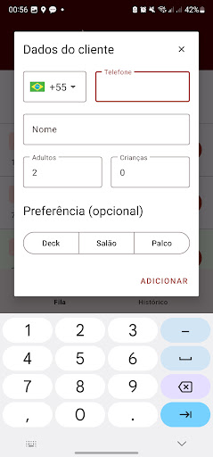 Android application Administração de fila À Lenha screenshort