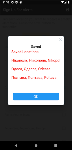 Ukraine Safety Alerts Screen 2