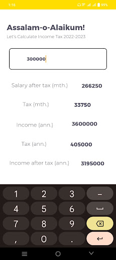 Tax Calculator PK Screen 3