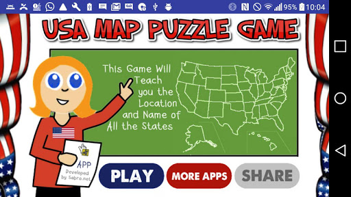 Android application USA MAP 50 States Puzzle Game screenshort