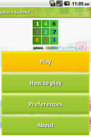 Android application juhara Sudoku screenshort