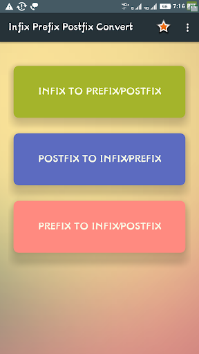 Android application Infix Prefix Postfix Convert screenshort